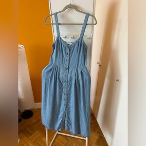 Bershka Light Blue Denim Midi Dress